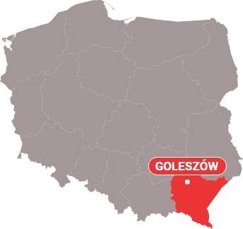 Mapa Polski z zaznaczonym Goleszowem